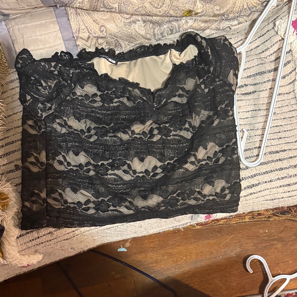 Black Lace Bandeau Tube Top